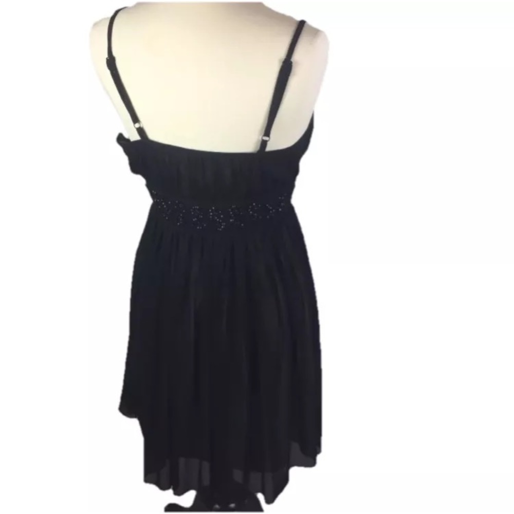 Michael Kors black tulle dress babydoll Sz 6 petite party‎ spaghetti strap Y2K - Picture 4 of 6